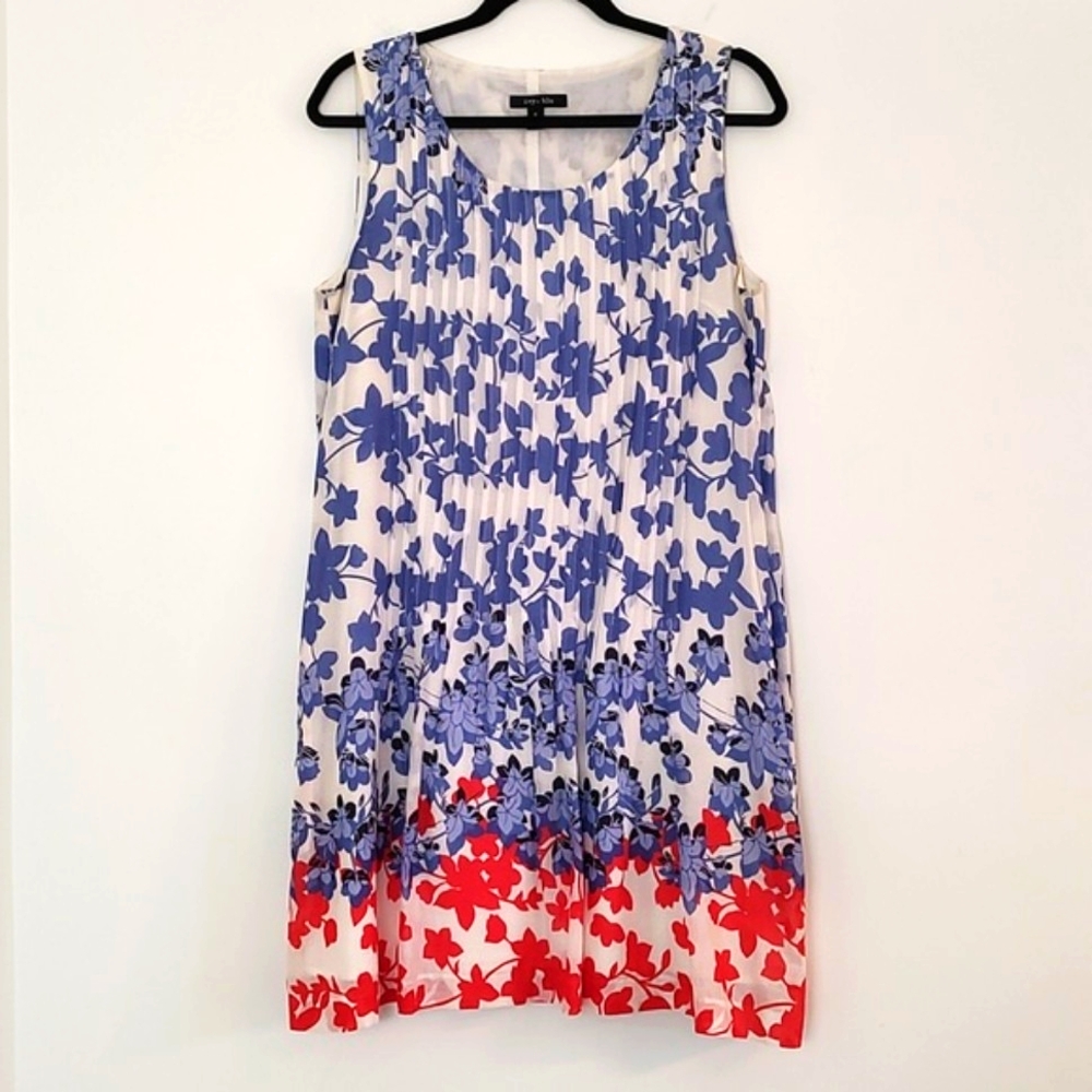 Ivy +Blue Womens Cotton Sleeveless Fully Lined Pleated Floral Dress/Size 8